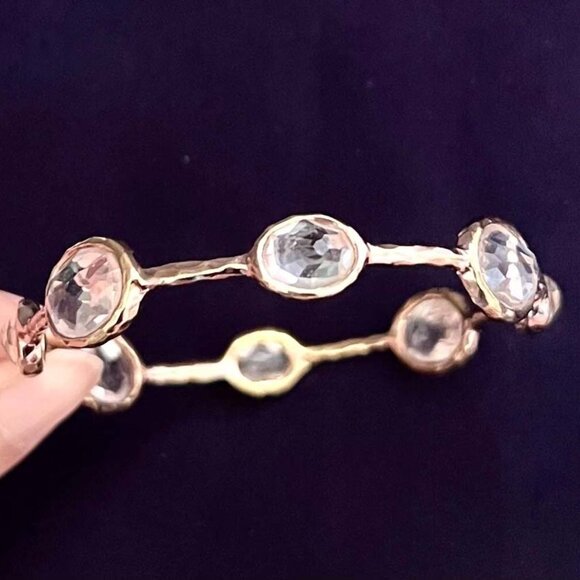 $1195 IPPOLITA 18k ROSE Gold Sterling Silver Rock Candy Quartz Bangle Bracelet - Picture 3 of 6